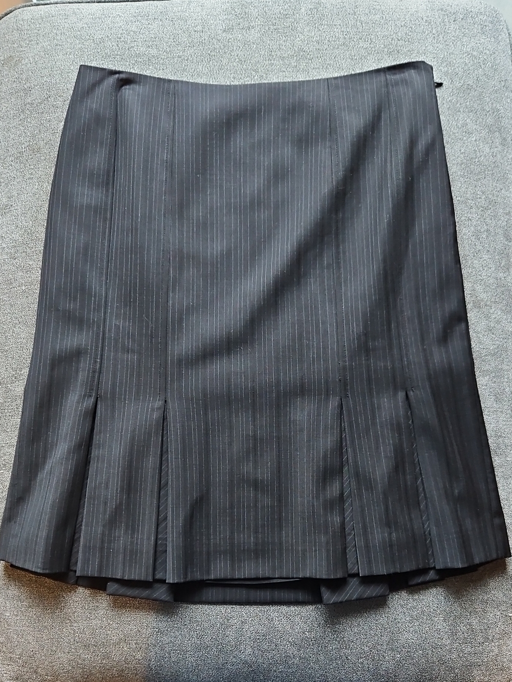 Ann Taylor Petites Premium Wool Blend Pinstripe Pleated Career Skirt Size 6P